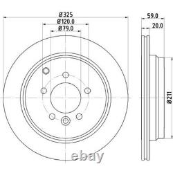 2x HELLA Pagid Disques Ø325mm Arrière Convient pour Land Rover Discovery